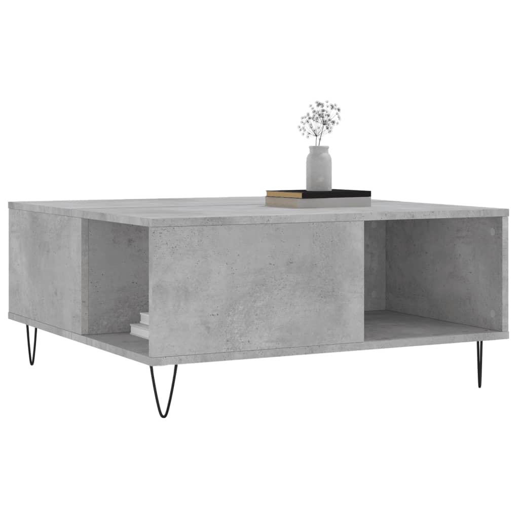 Betonszürke szerelt fa dohányzóasztal 80x80x36,5 cm 3
