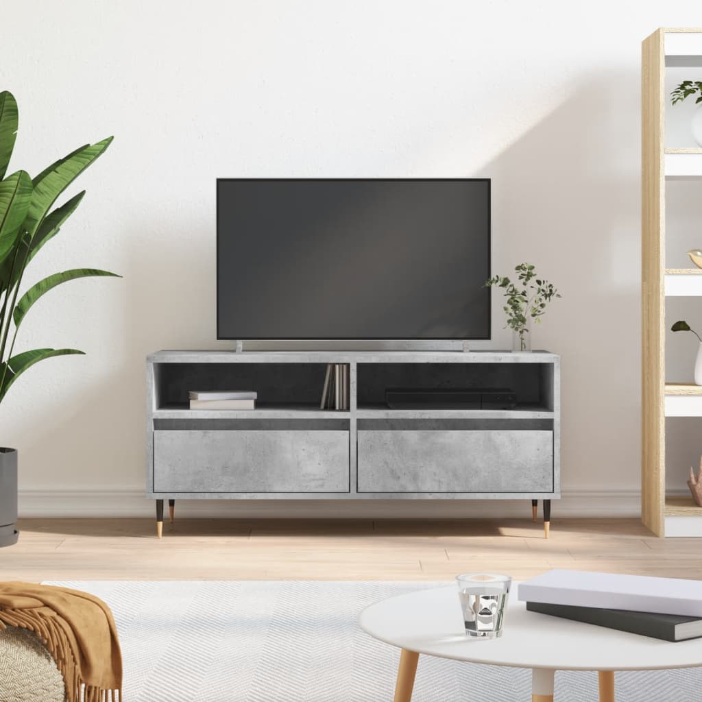 Betonszürke szerelt fa TV-szekrény 100x34,5x44,5 cm