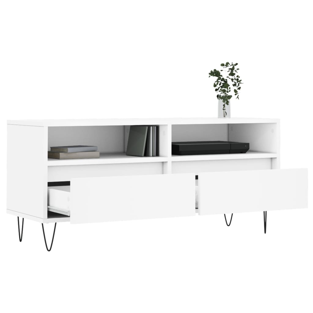 Fehér szerelt fa TV-szekrény 100x34,5x44,5 cm 4