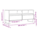 Betonszürke szerelt fa TV-szekrény 100x34,5x44,5 cm 11