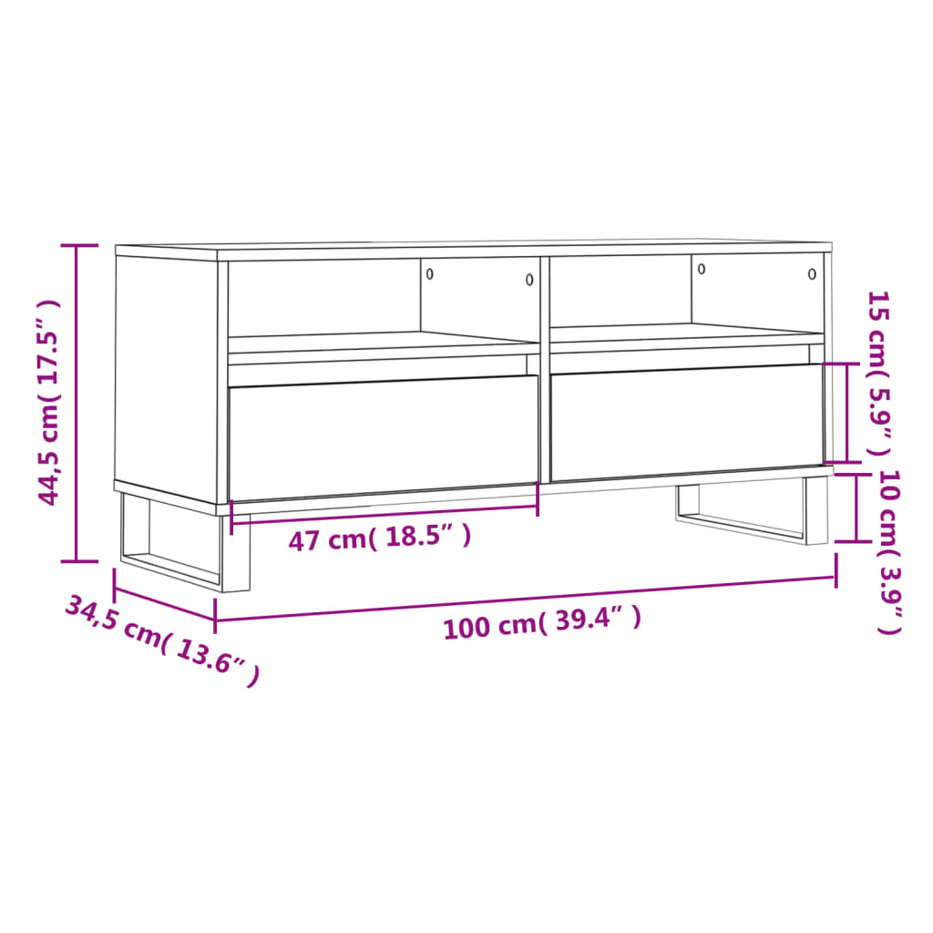 Betonszürke szerelt fa TV-szekrény 100x34,5x44,5 cm 11