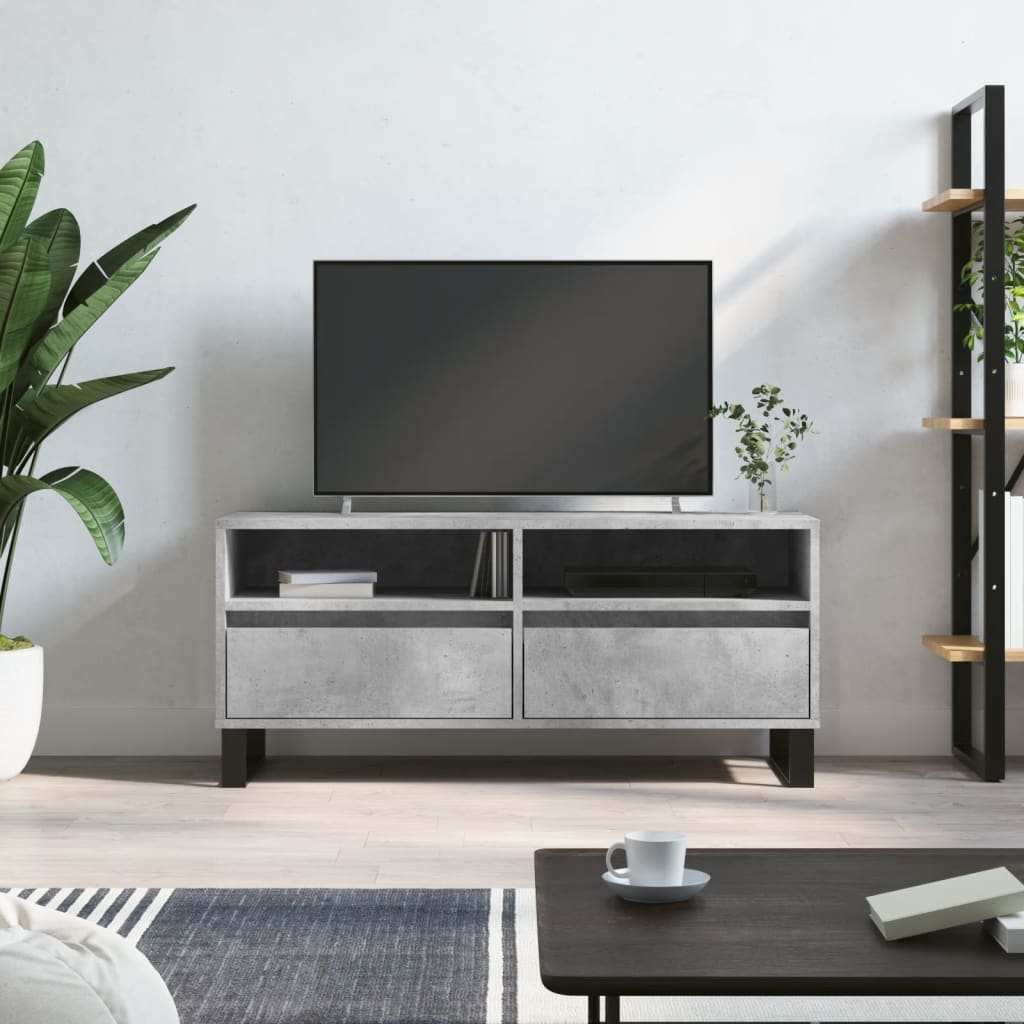Betonszürke szerelt fa TV-szekrény 100x34,5x44,5 cm