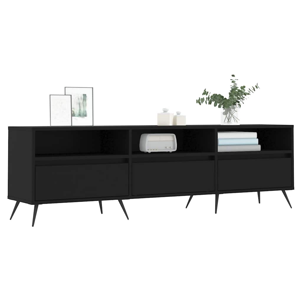 Fekete szerelt fa TV-szekrény 150 x 30 x 44,5 cm 3