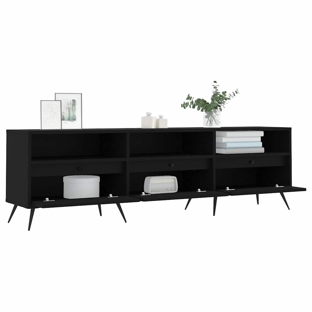 Fekete szerelt fa TV-szekrény 150 x 30 x 44,5 cm 4