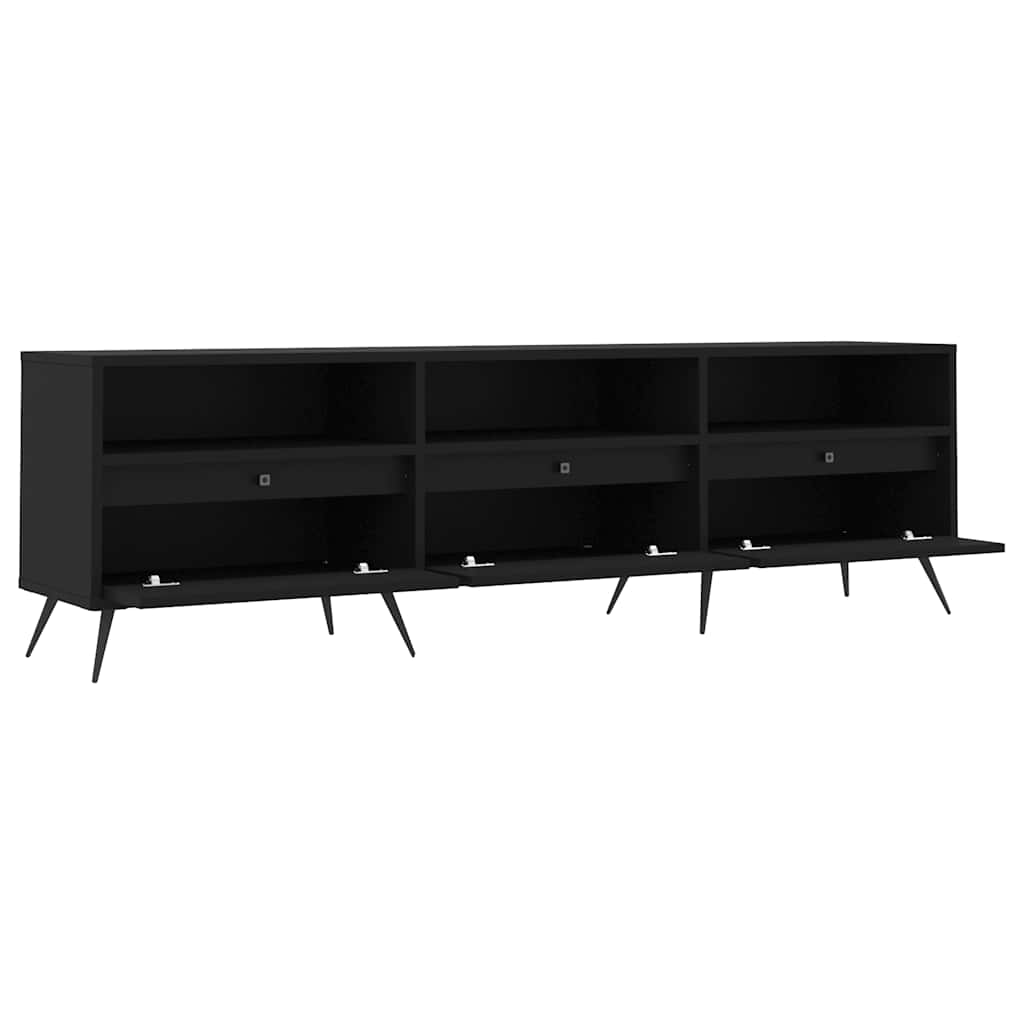 Fekete szerelt fa TV-szekrény 150 x 30 x 44,5 cm 6