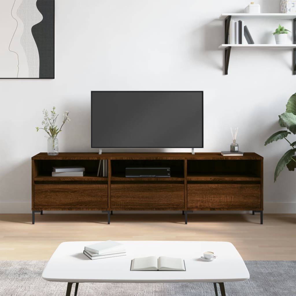 Barna tölgy színű szerelt fa TV-szekrény 150 x 30 x 44,5 cm