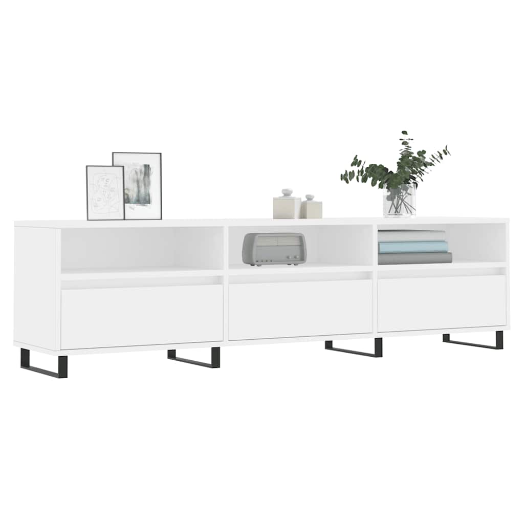 Fehér szerelt fa TV-szekrény 150 x 30 x 44,5 cm 3