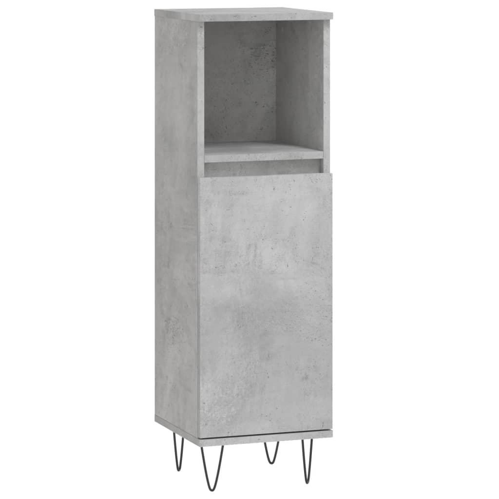 Betonszürke szerelt fa fürdőszobaszekrény 30 x 30 x 100 cm 2