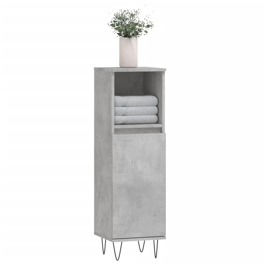 Betonszürke szerelt fa fürdőszobaszekrény 30 x 30 x 100 cm 3
