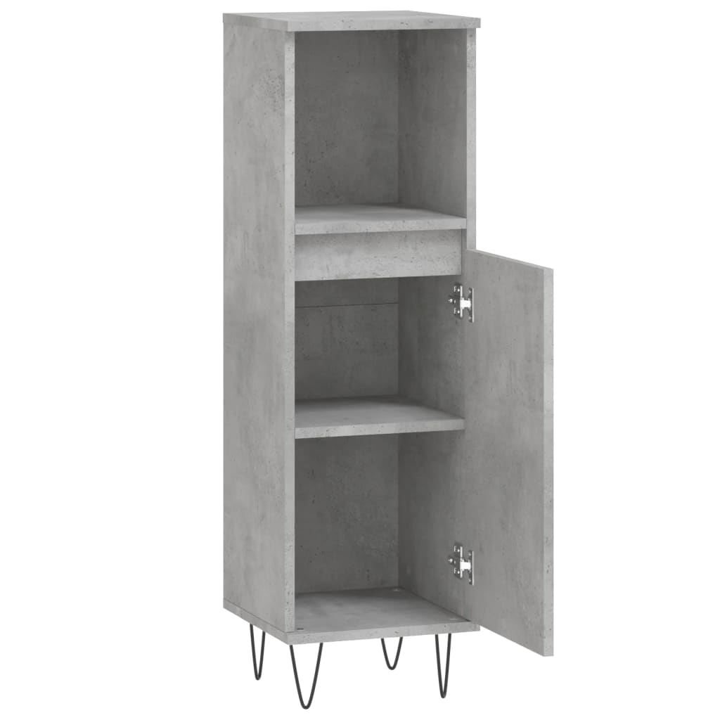 Betonszürke szerelt fa fürdőszobaszekrény 30 x 30 x 100 cm 6