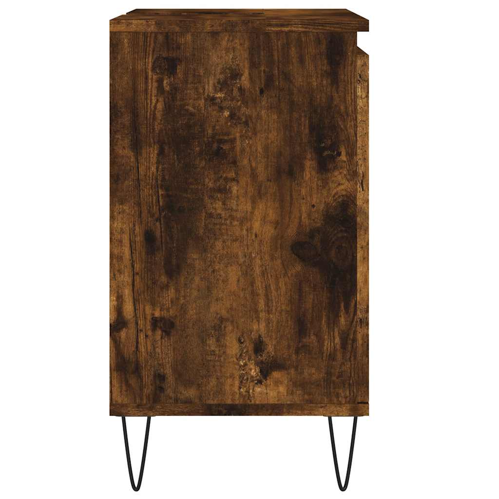 Füstös tölgy színű szerelt fa fürdőszobaszekrény 58x33x60 cm 6