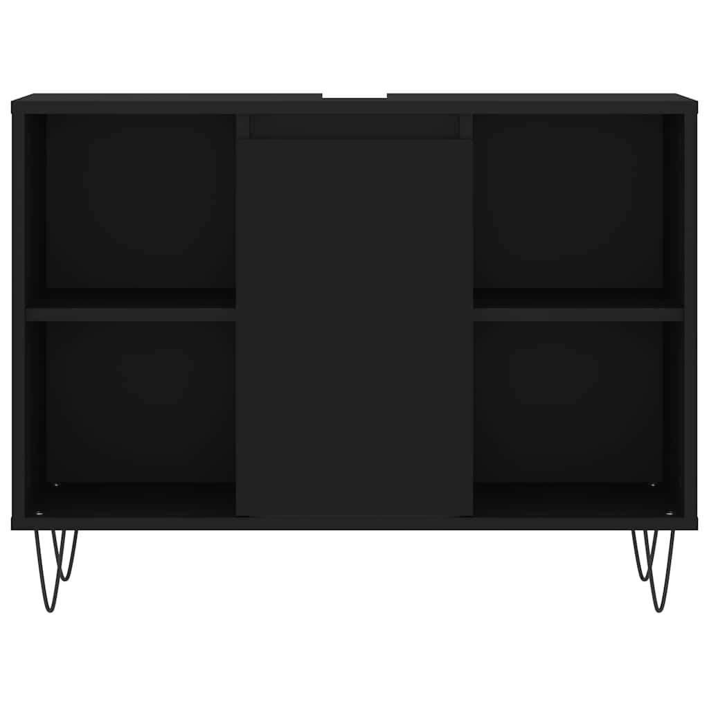 Fekete szerelt fa mosdószekrény 80 x 33 x 60 cm 5