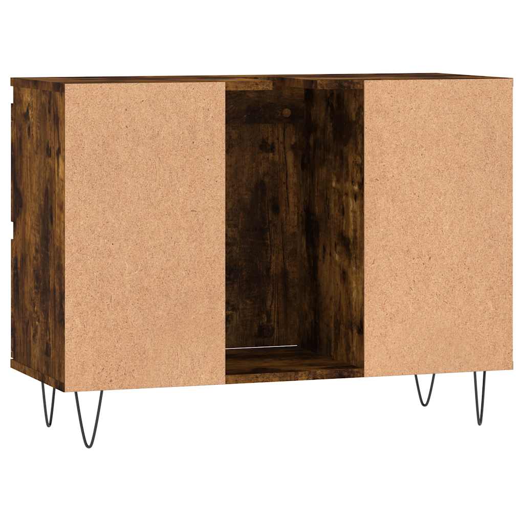 Füstös tölgy színű szerelt fa fürdőszobaszekrény 80x33x60 cm 7