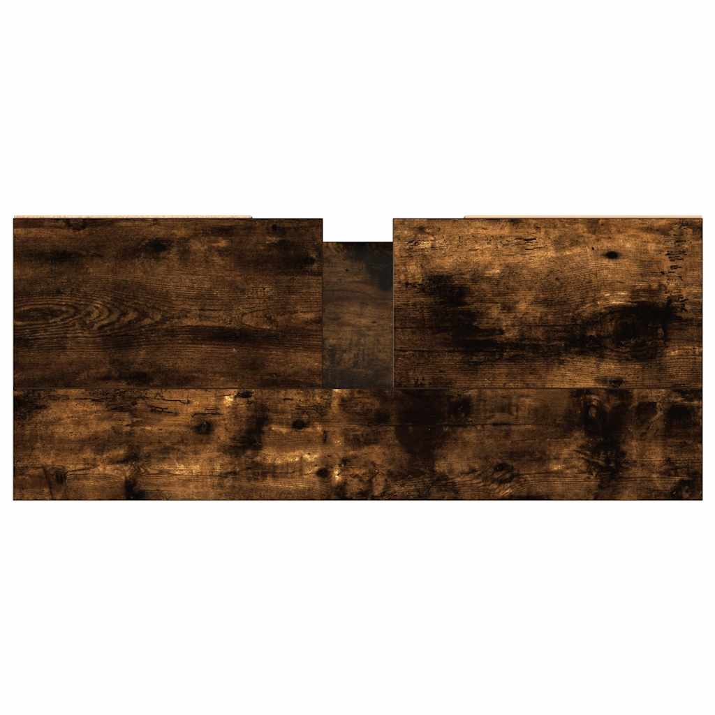 Füstös tölgy színű szerelt fa fürdőszobaszekrény 80x33x60 cm 8