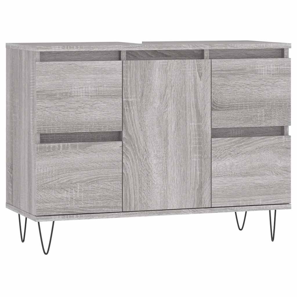 Szürke sonoma színű szerelt fa mosdószekrény 80 x 33 x 60 cm 2
