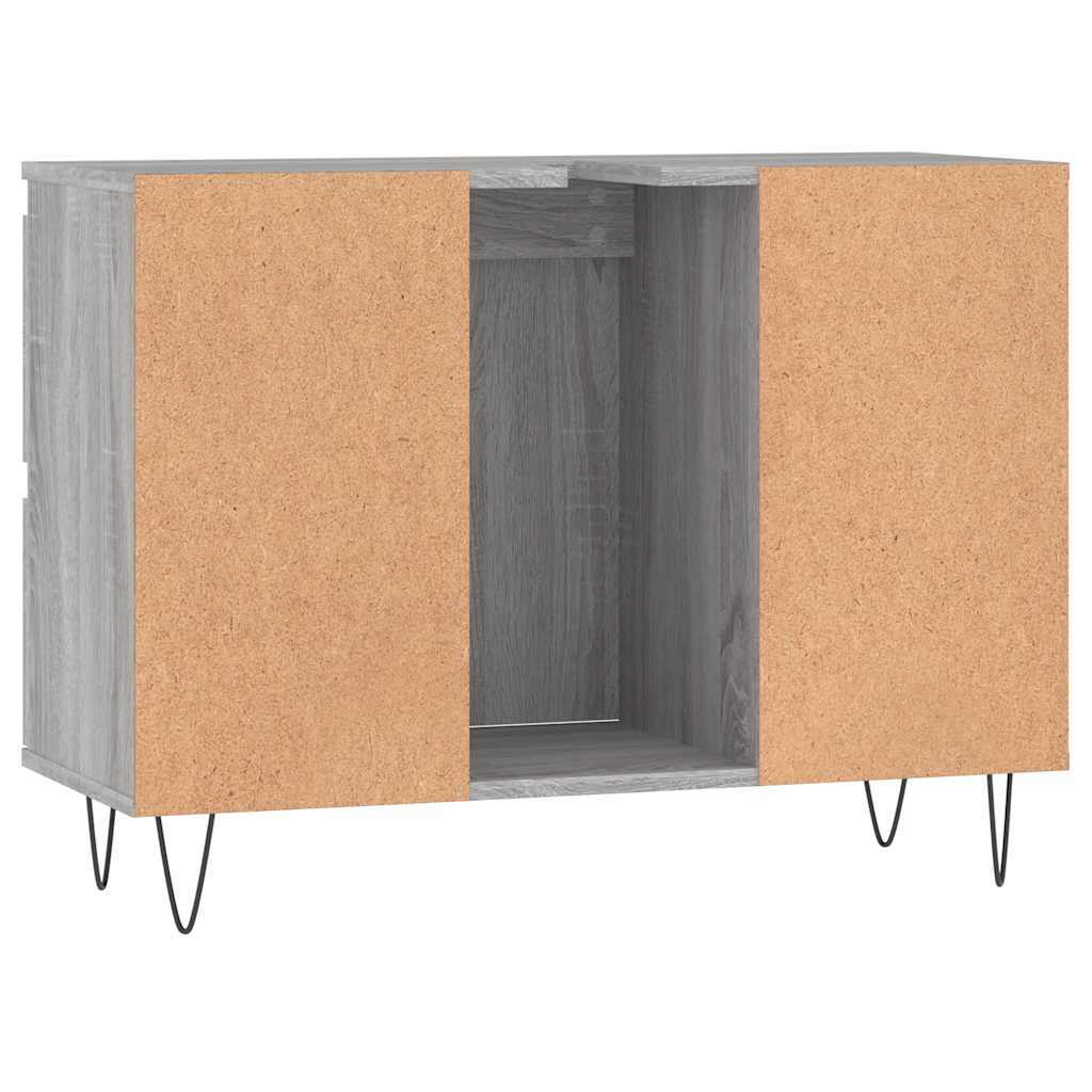 Szürke sonoma színű szerelt fa mosdószekrény 80 x 33 x 60 cm 7