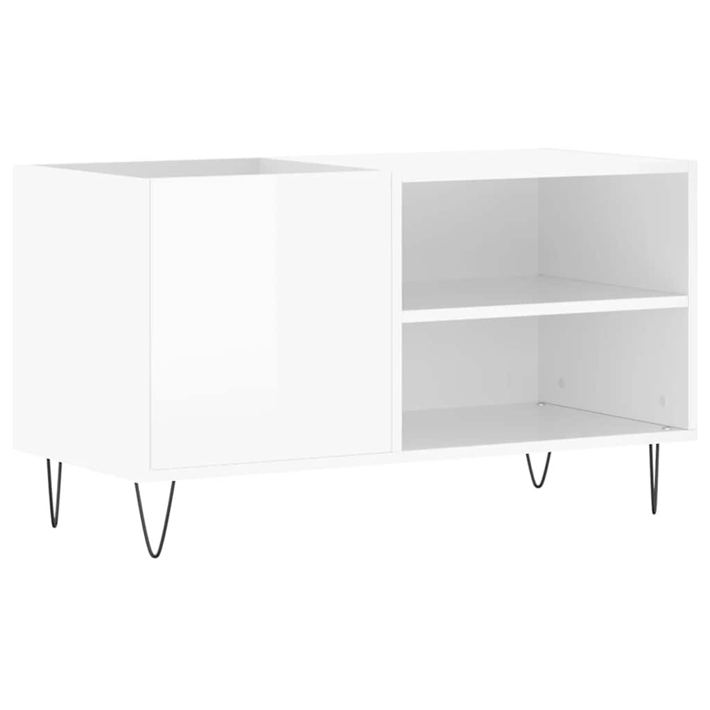 Magasfényű fehér szerelt fa hanglemezszekrény 85x38x48 cm 2