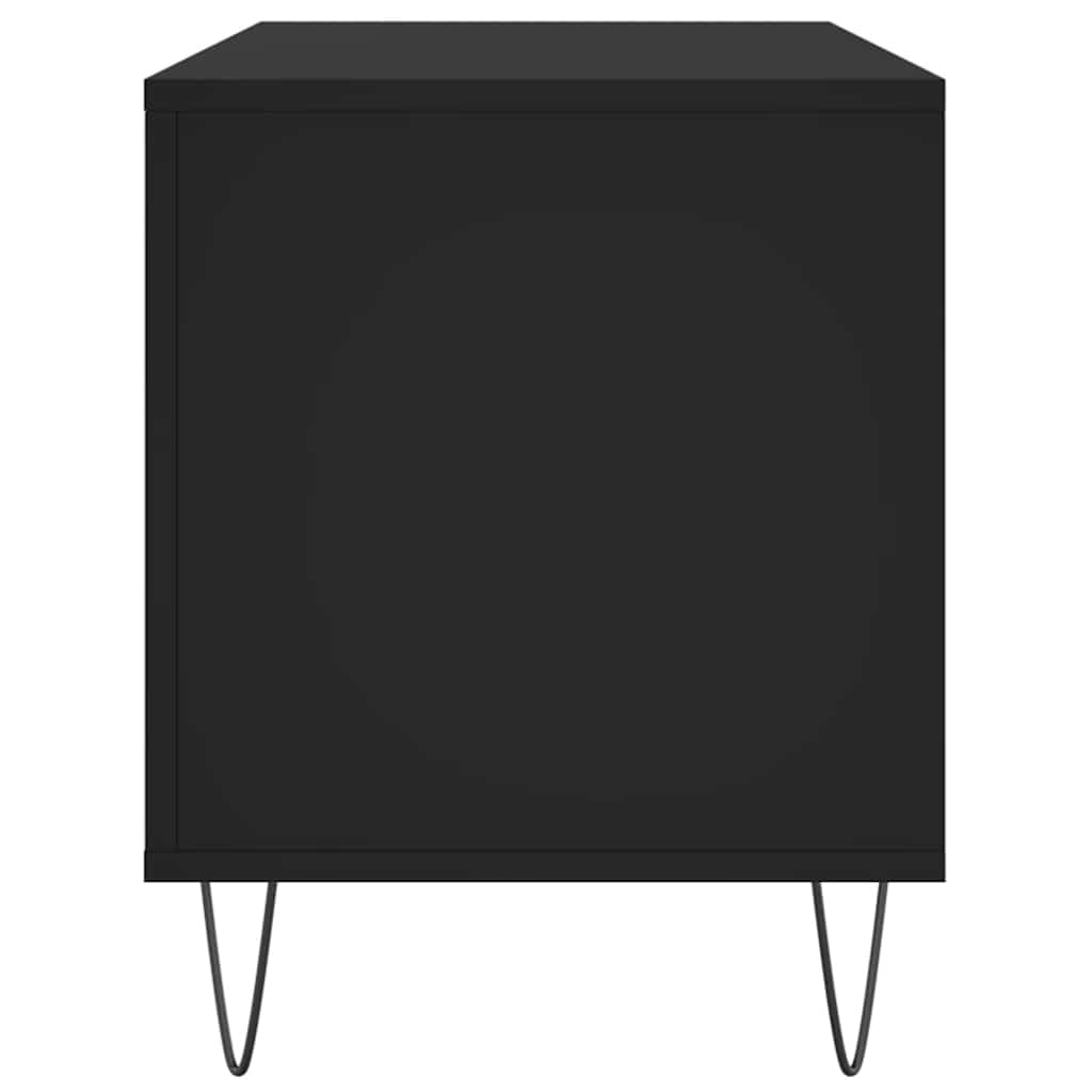 Fekete szerelt fa hanglemezszekrény 100 x 38 x 48 cm 5