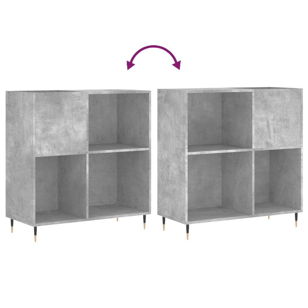 Betonszürke szerelt fa hanglemezszekrény 84,5 x 38 x 89 cm 7