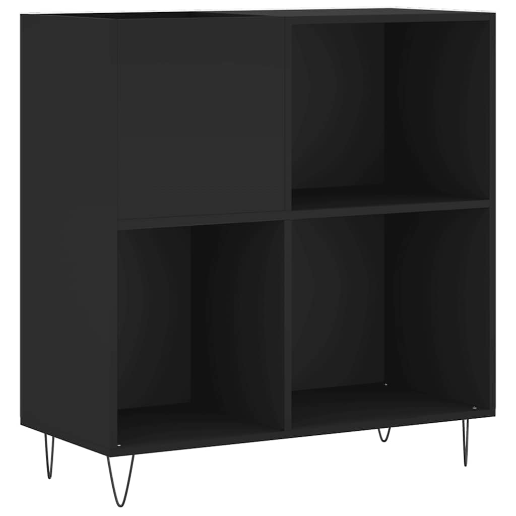 Fekete szerelt fa hanglemezszekrény 84,5 x 38 x 89 cm 2