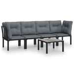 5 részes fekete-szürke polyrattan kerti ülőgarnitúra 2