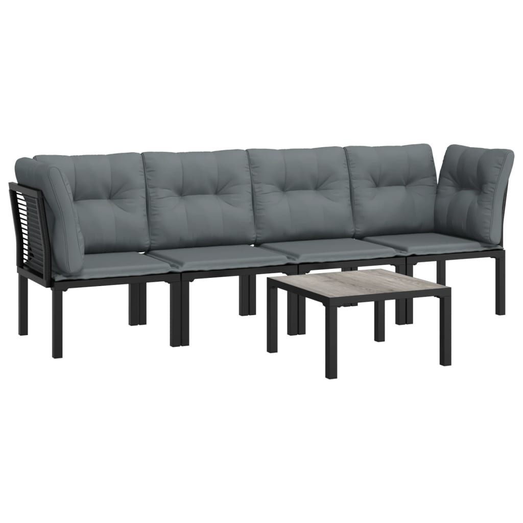 5 részes fekete-szürke polyrattan kerti ülőgarnitúra 3