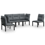 5 részes fekete-szürke polyrattan kerti ülőgarnitúra 2