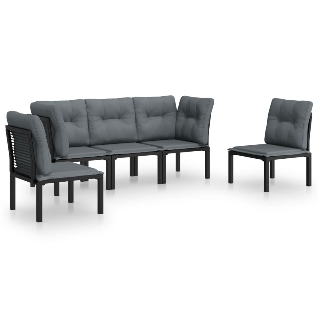 5 részes fekete-szürke polyrattan kerti ülőgarnitúra 2