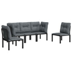 5 részes fekete-szürke polyrattan kerti ülőgarnitúra 3