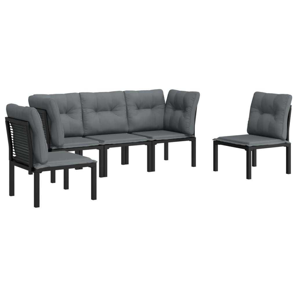 5 részes fekete-szürke polyrattan kerti ülőgarnitúra 3