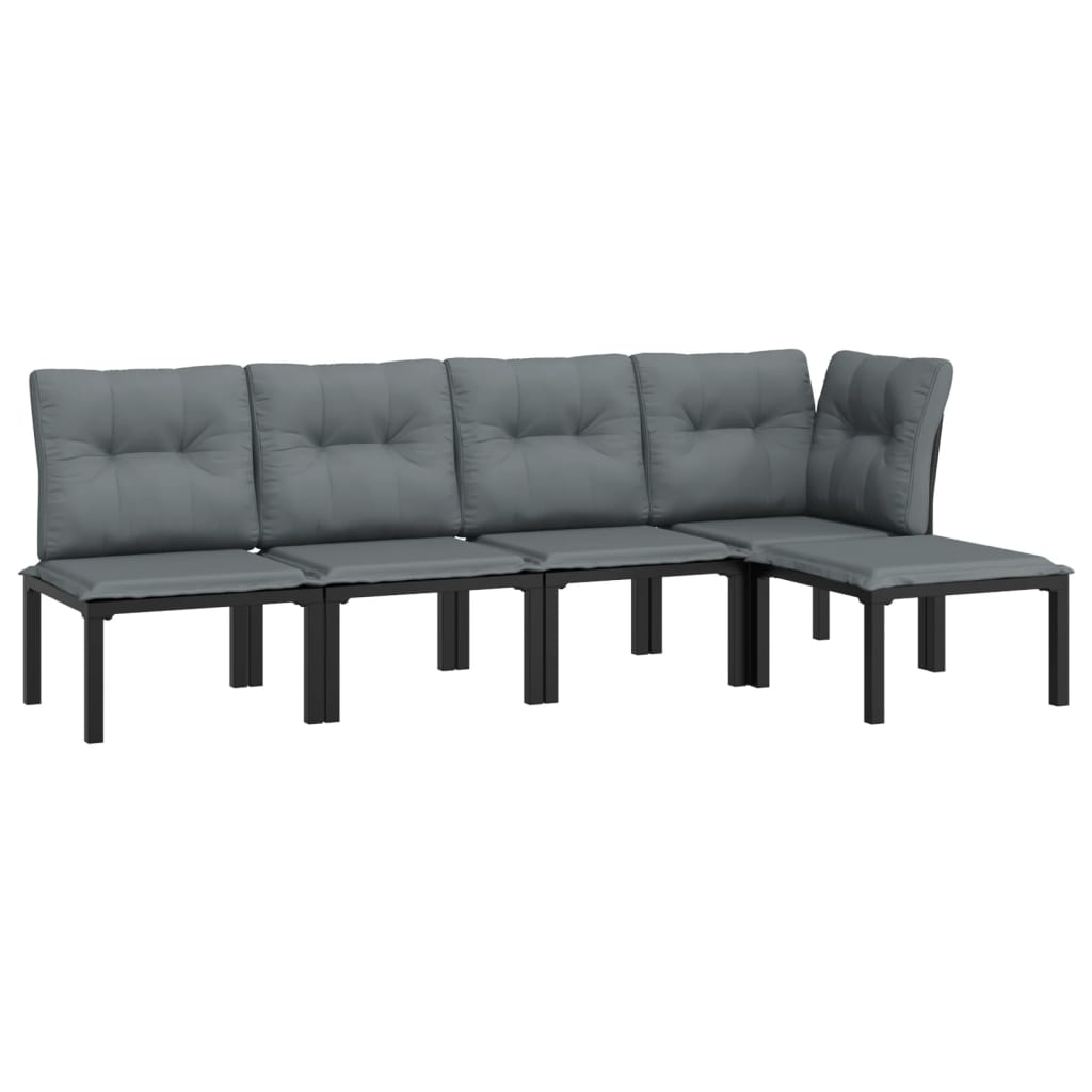 5 részes fekete-szürke polyrattan kerti ülőgarnitúra 3