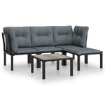 5 részes fekete-szürke polyrattan kerti ülőgarnitúra 2