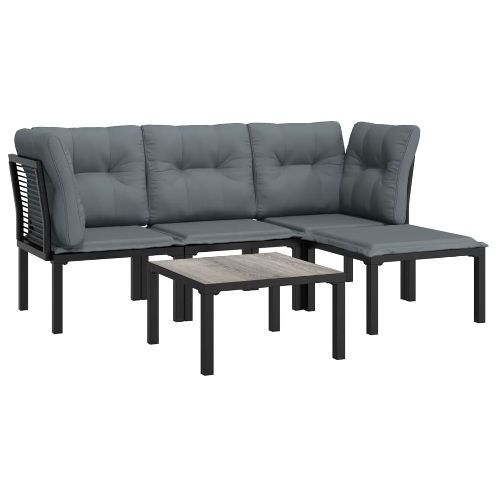 5 részes fekete-szürke polyrattan kerti ülőgarnitúra 3