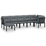 7 részes fekete-szürke polyrattan kerti ülőgarnitúra 2