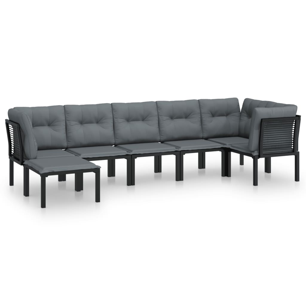 7 részes fekete-szürke polyrattan kerti ülőgarnitúra 2