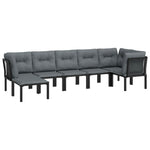 7 részes fekete-szürke polyrattan kerti ülőgarnitúra 3