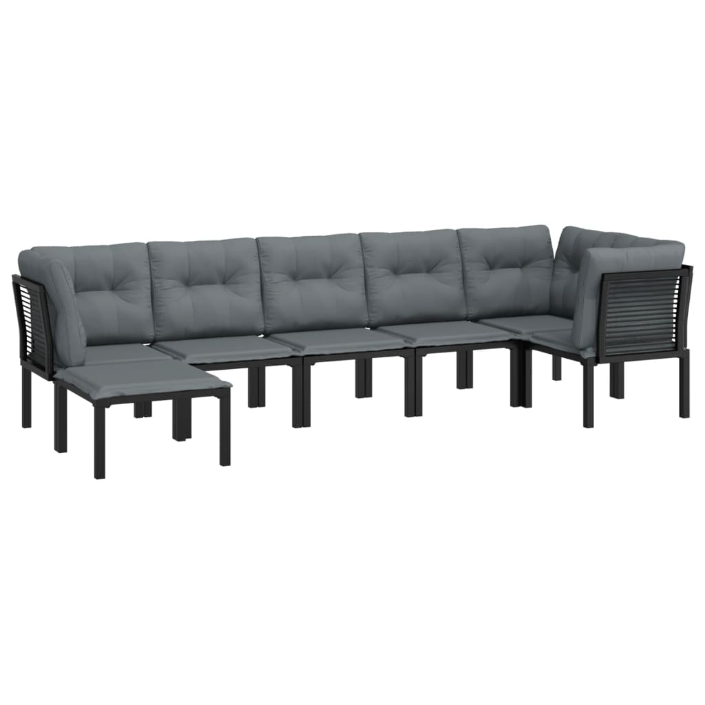 7 részes fekete-szürke polyrattan kerti ülőgarnitúra 3