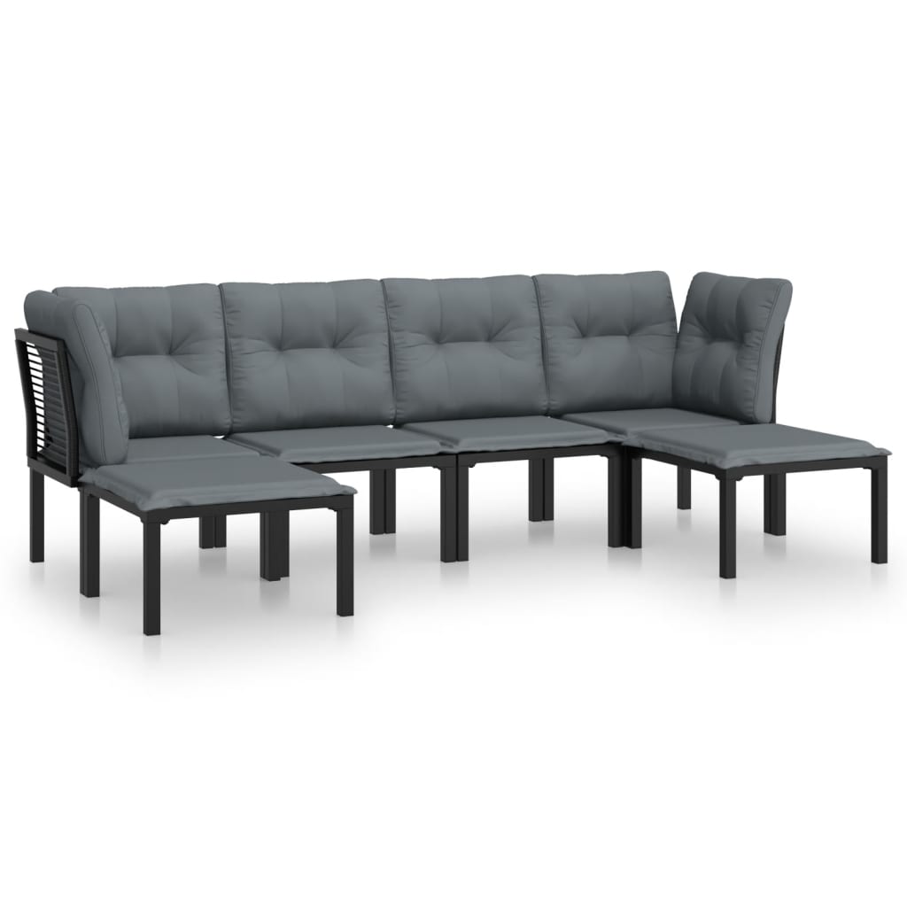 6 részes fekete és szürke polyrattan kerti ülőgarnitúra 2