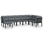 8 részes fekete-szürke polyrattan kerti társalgógarnitúra 2