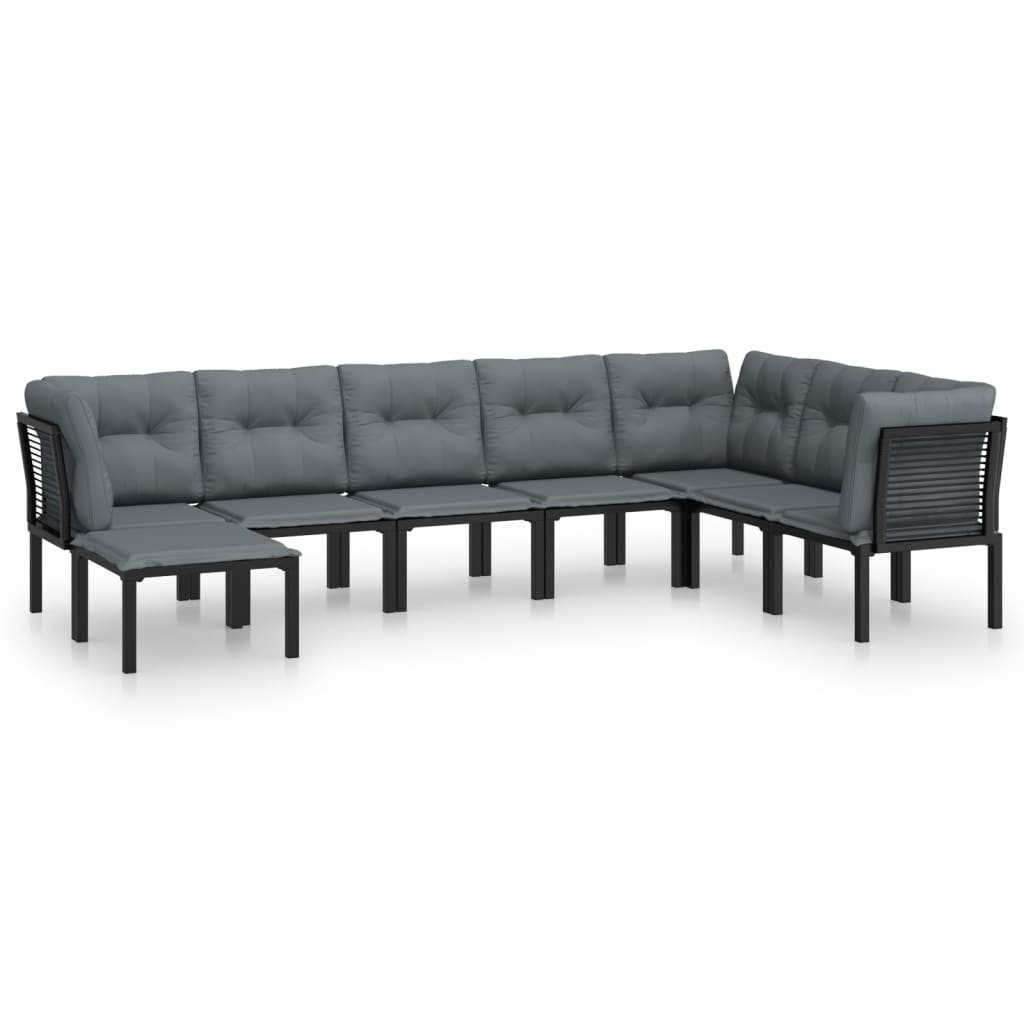 8 részes fekete-szürke polyrattan kerti társalgógarnitúra 2