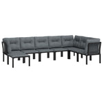 8 részes fekete-szürke polyrattan kerti társalgógarnitúra 3
