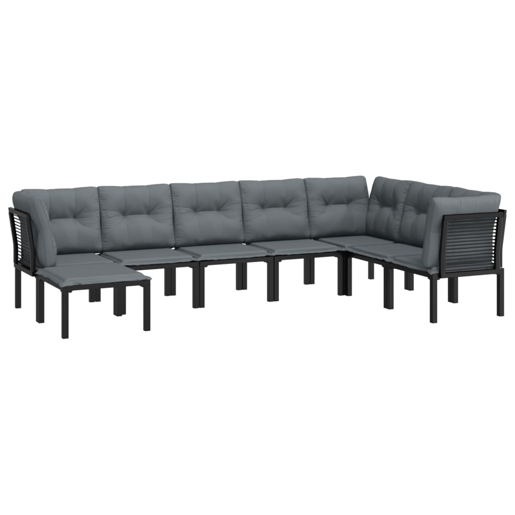 8 részes fekete-szürke polyrattan kerti társalgógarnitúra 3