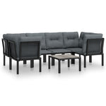 7 részes fekete-szürke polyrattan kerti ülőgarnitúra 2