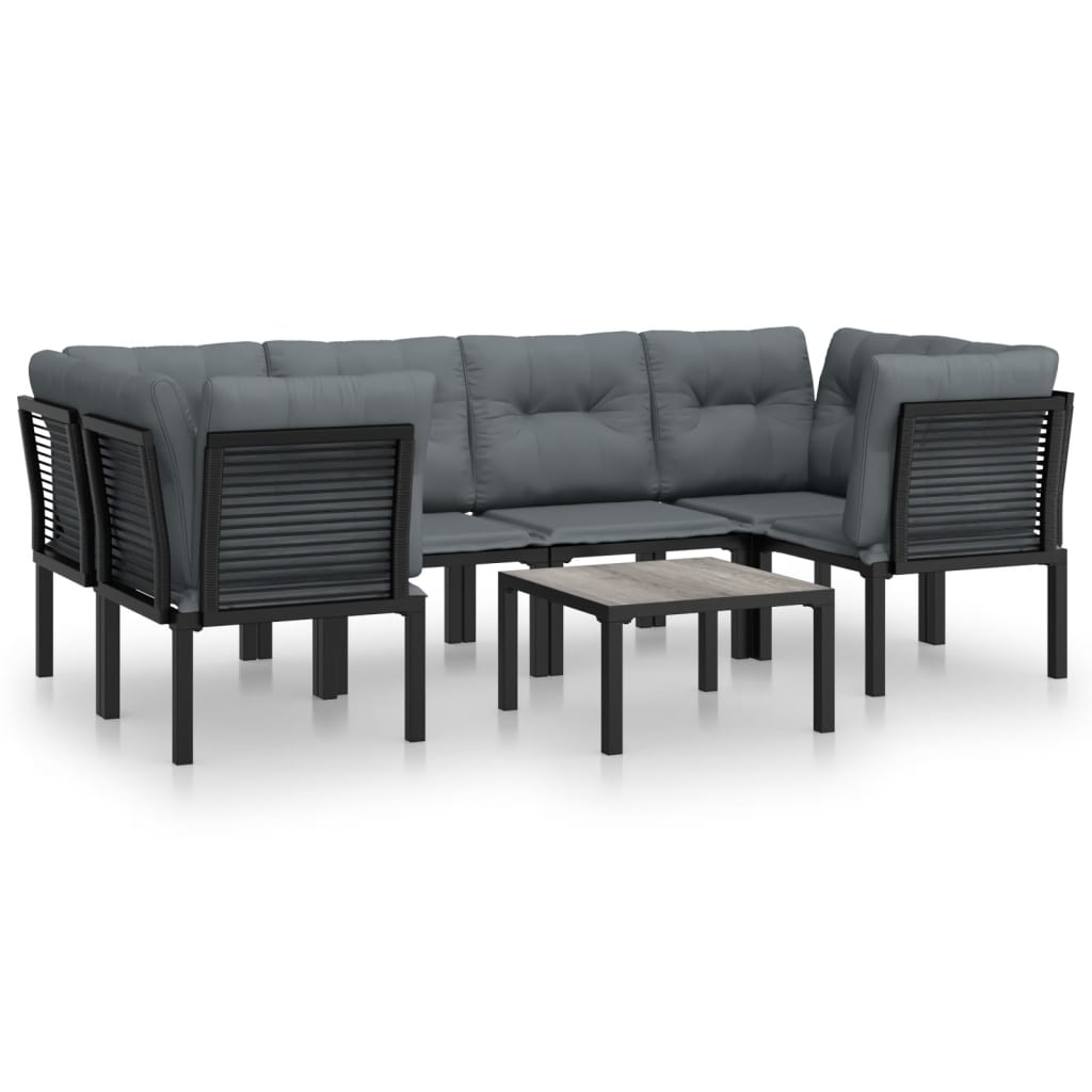 7 részes fekete-szürke polyrattan kerti ülőgarnitúra 2