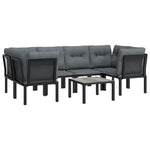 7 részes fekete-szürke polyrattan kerti ülőgarnitúra 3