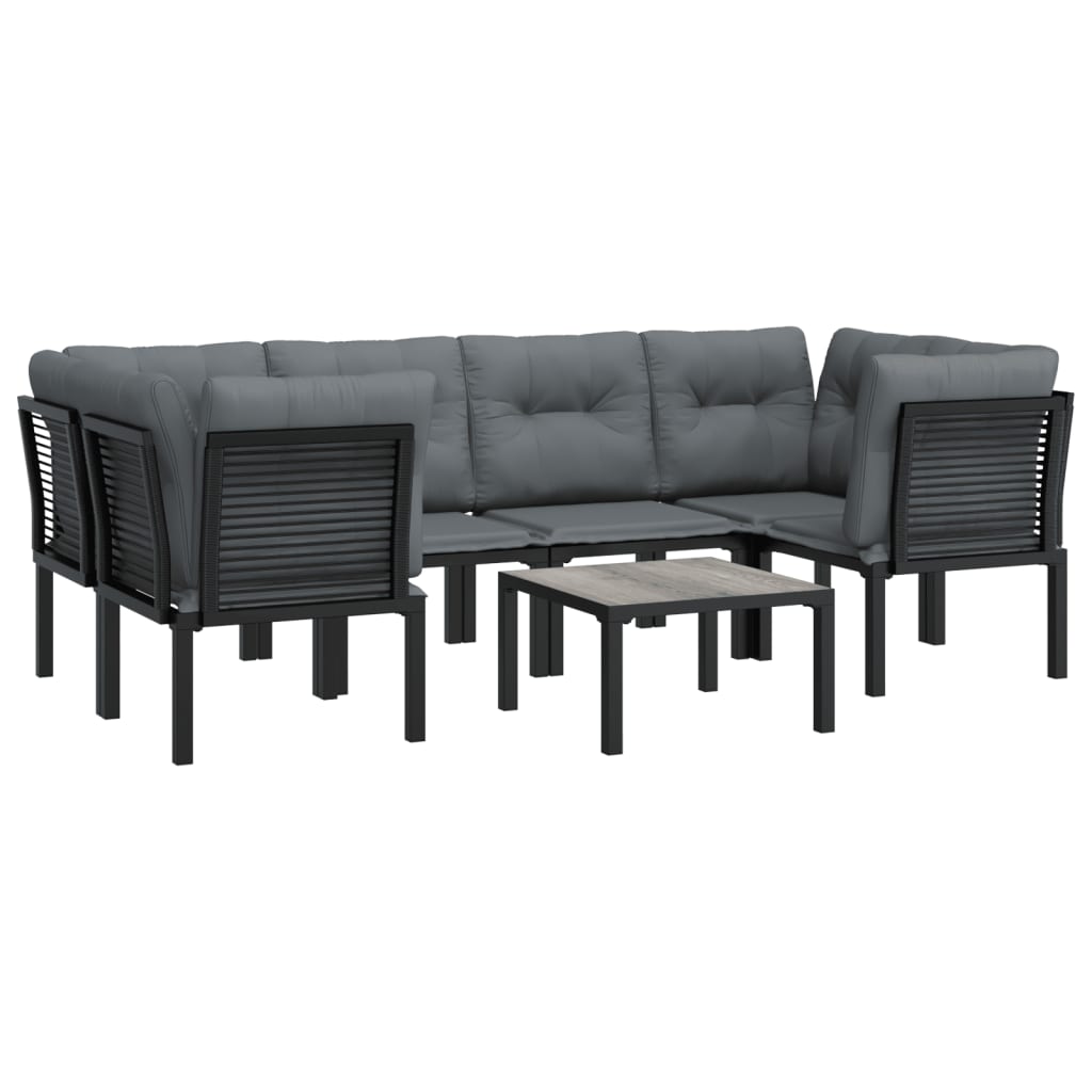 7 részes fekete-szürke polyrattan kerti ülőgarnitúra 3