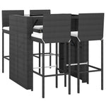 5 részes fekete polyrattan kerti bárszett párnával 3