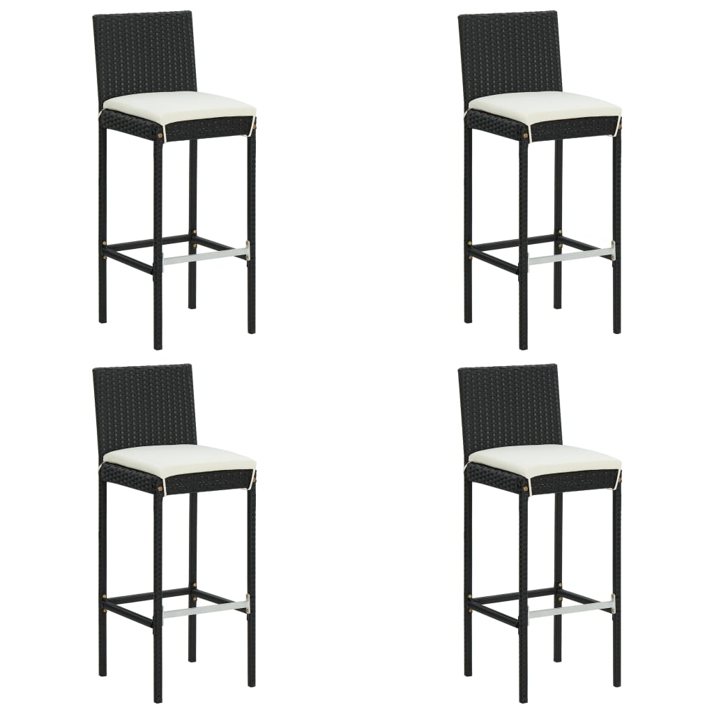 5 részes fekete polyrattan kerti bárszett párnával 4