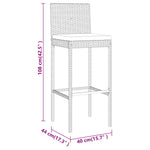 5 részes fekete polyrattan kerti bárszett párnával 8
