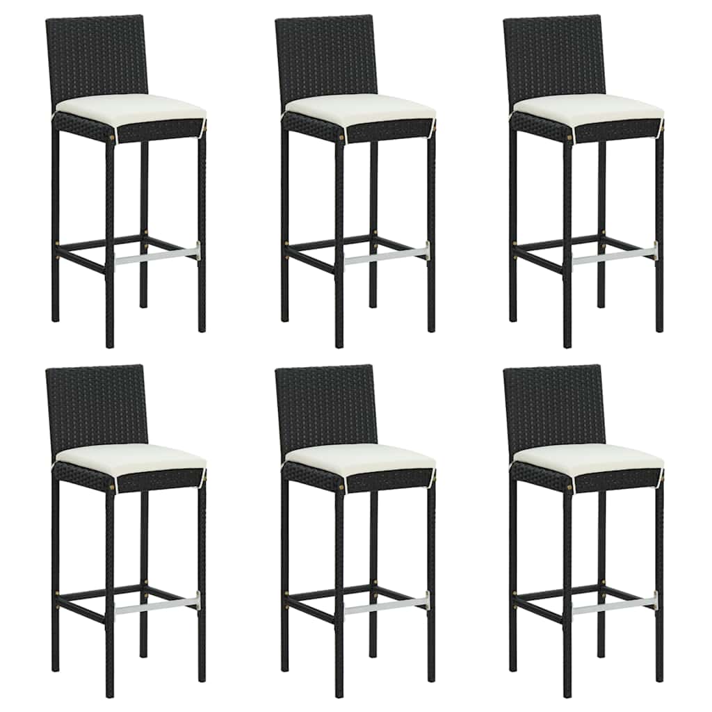 7 részes fekete polyrattan kerti bárszett párnákkal 4